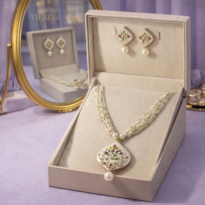 Royal Oval Meenakari Pendant Necklace Set