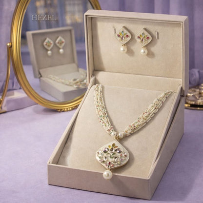 Royal Oval Meenakari Pendant Necklace Set