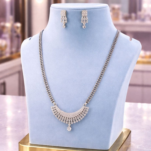 Classic Crescent Silver Mangalsutra Set