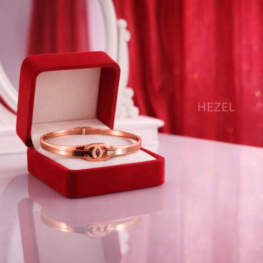 Rose Gold Double Motif Cuff Bracelet