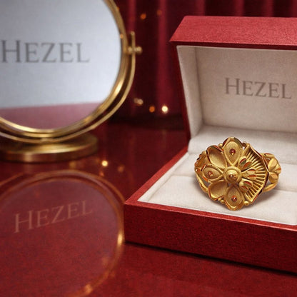 Regal Floral Gold Statement Ring