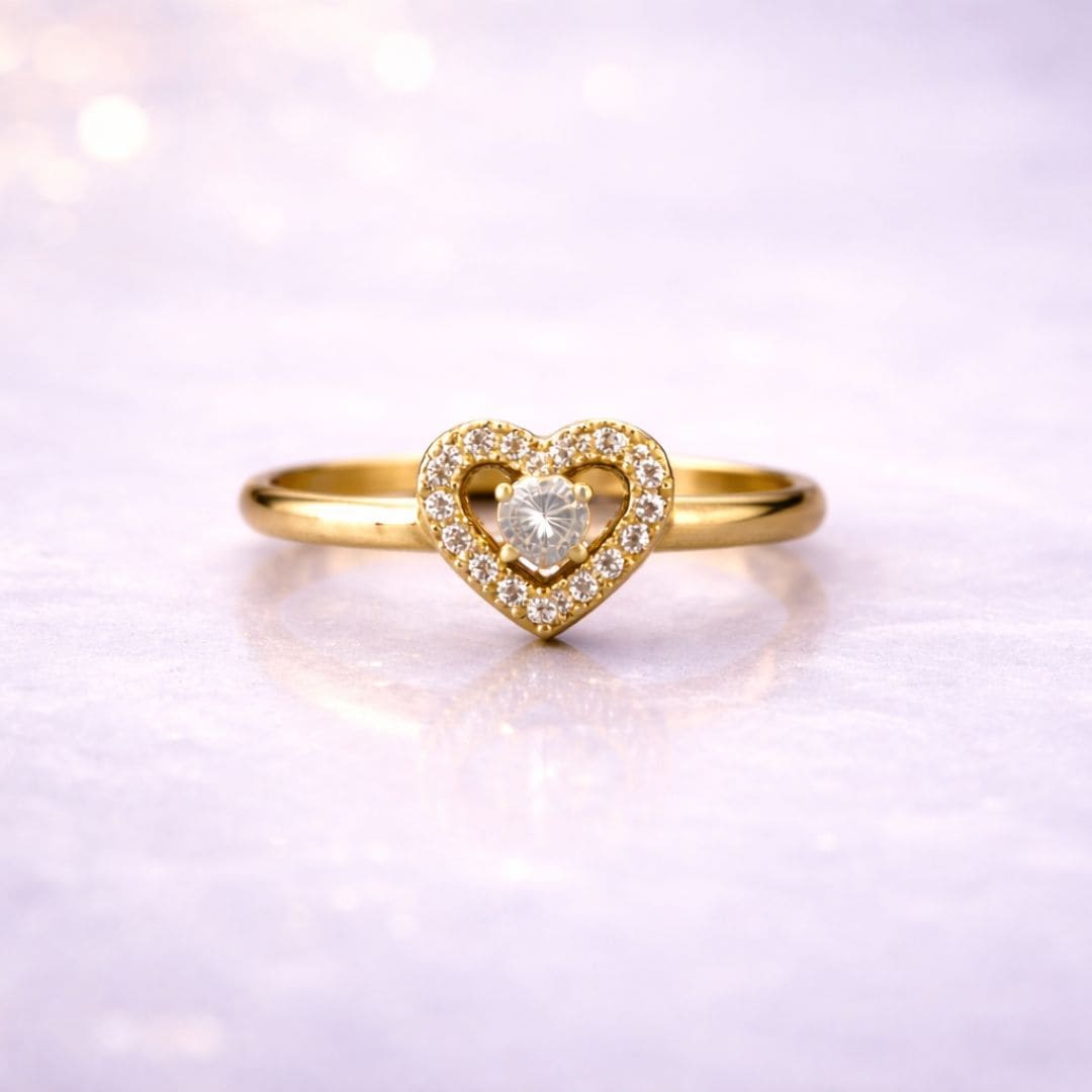 Golden Heart Halo Ring