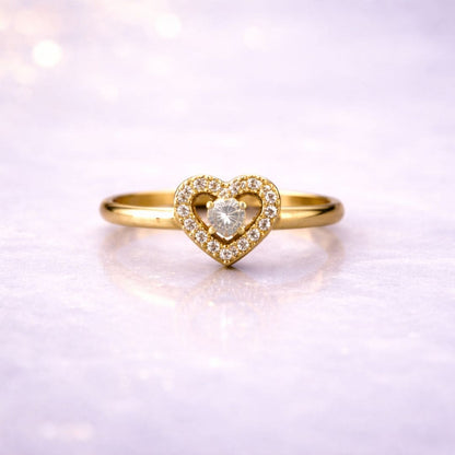 Golden Heart Halo Ring