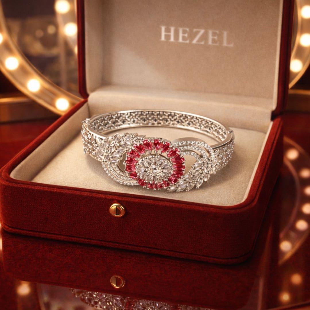 Ruby Halo Silver-Tone Bracelet