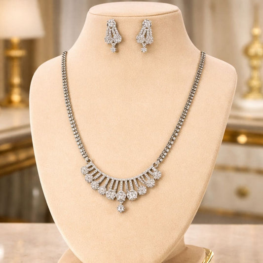 Oxidized Silver Pearl Crescent Mangalsutra Set