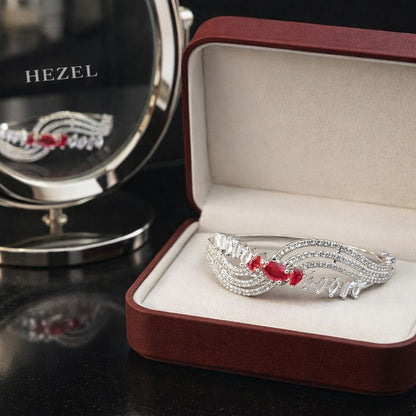 Pink Crystal Wave Adjustable Bracelet