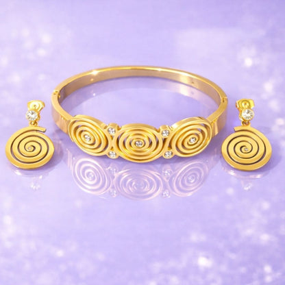 Golden Spiral Kada & Earring Set