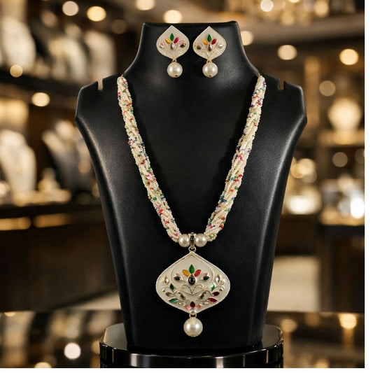 Royal Oval Meenakari Pendant Necklace Set