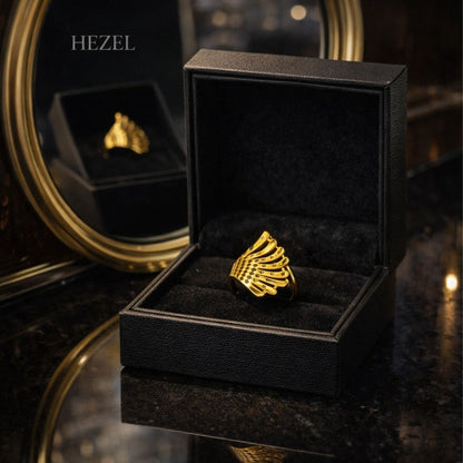 Golden Wave Textured Statement Ring