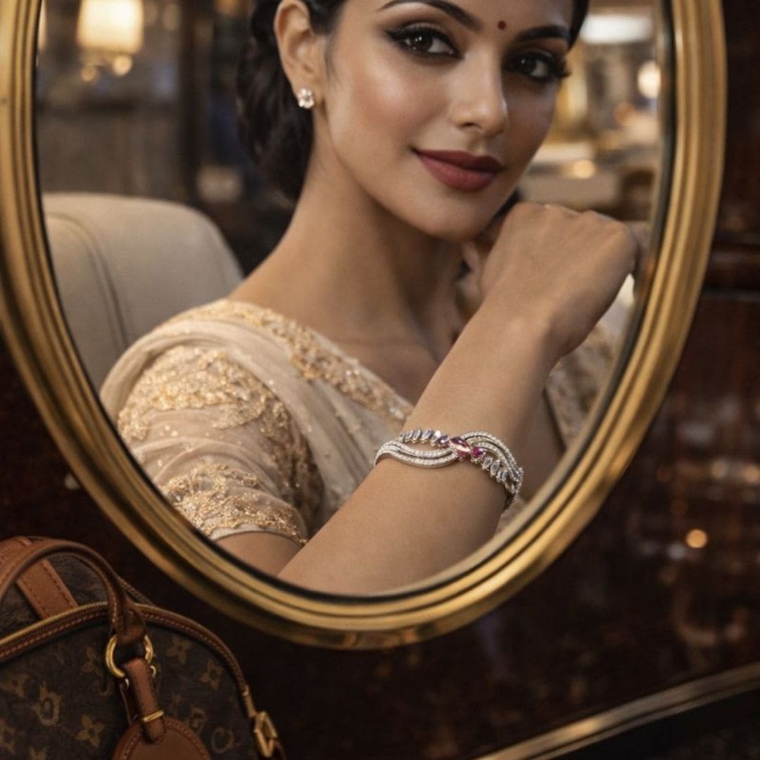 Pink Crystal Wave Adjustable Bracelet