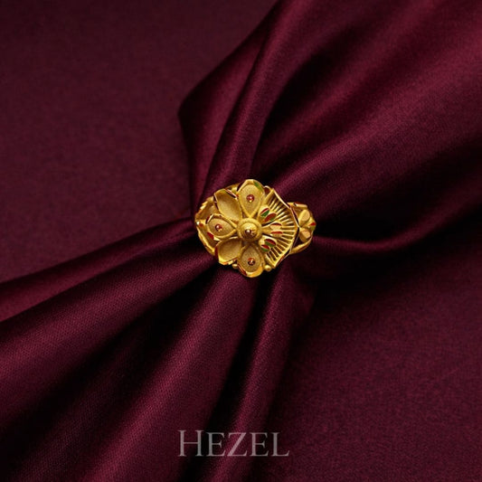 Regal Floral Gold Statement Ring
