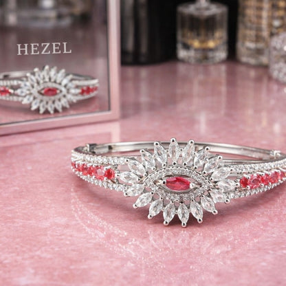 Pink Crystal Floral Adjustable Bracelet