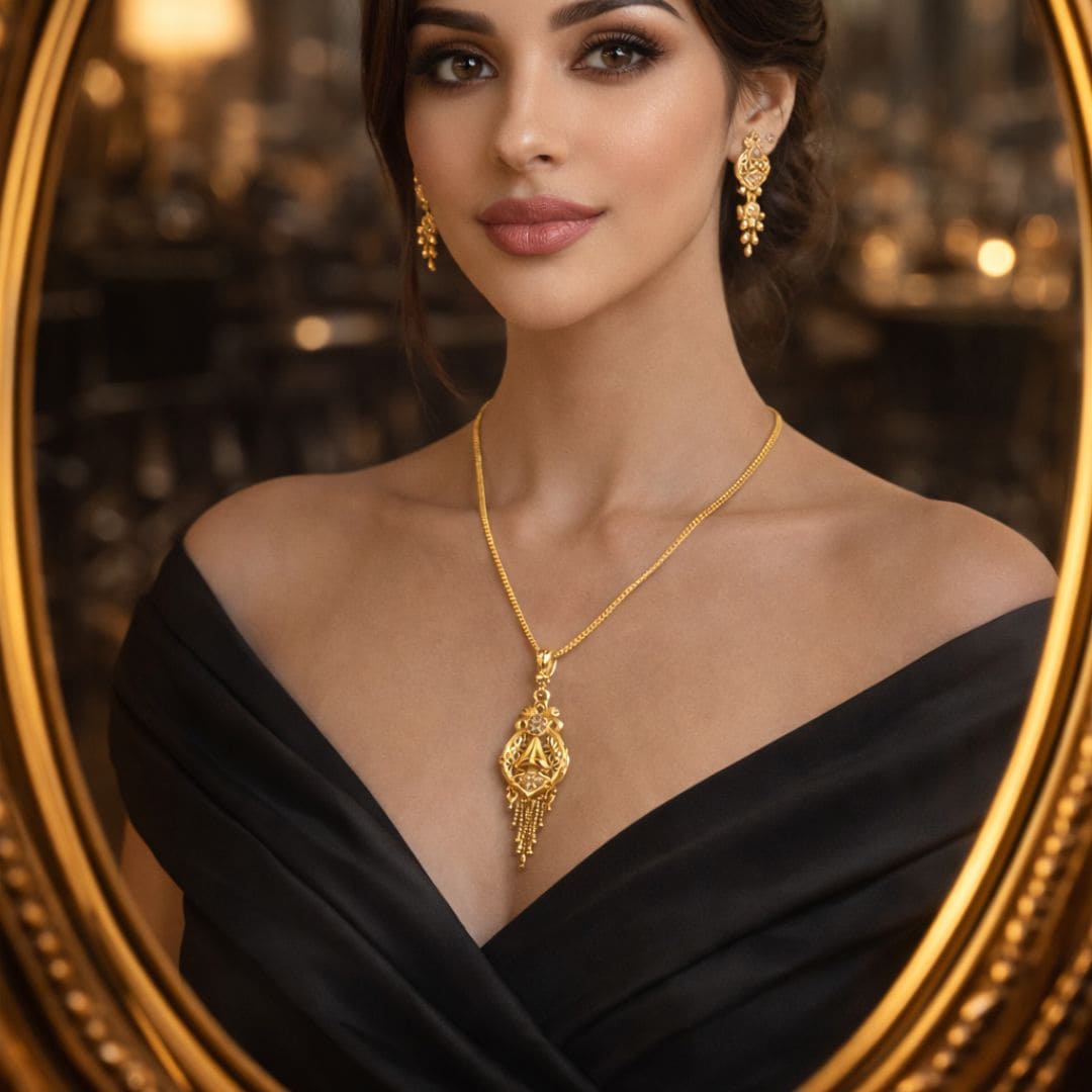 Elegant Gold Drop Pendant Necklace Set