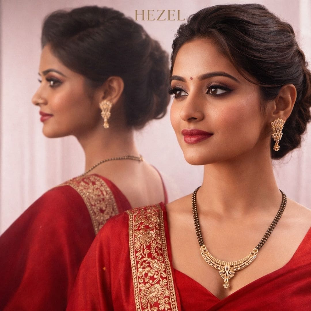 Traditional Curved Gold-Tone Mangalsutra Set