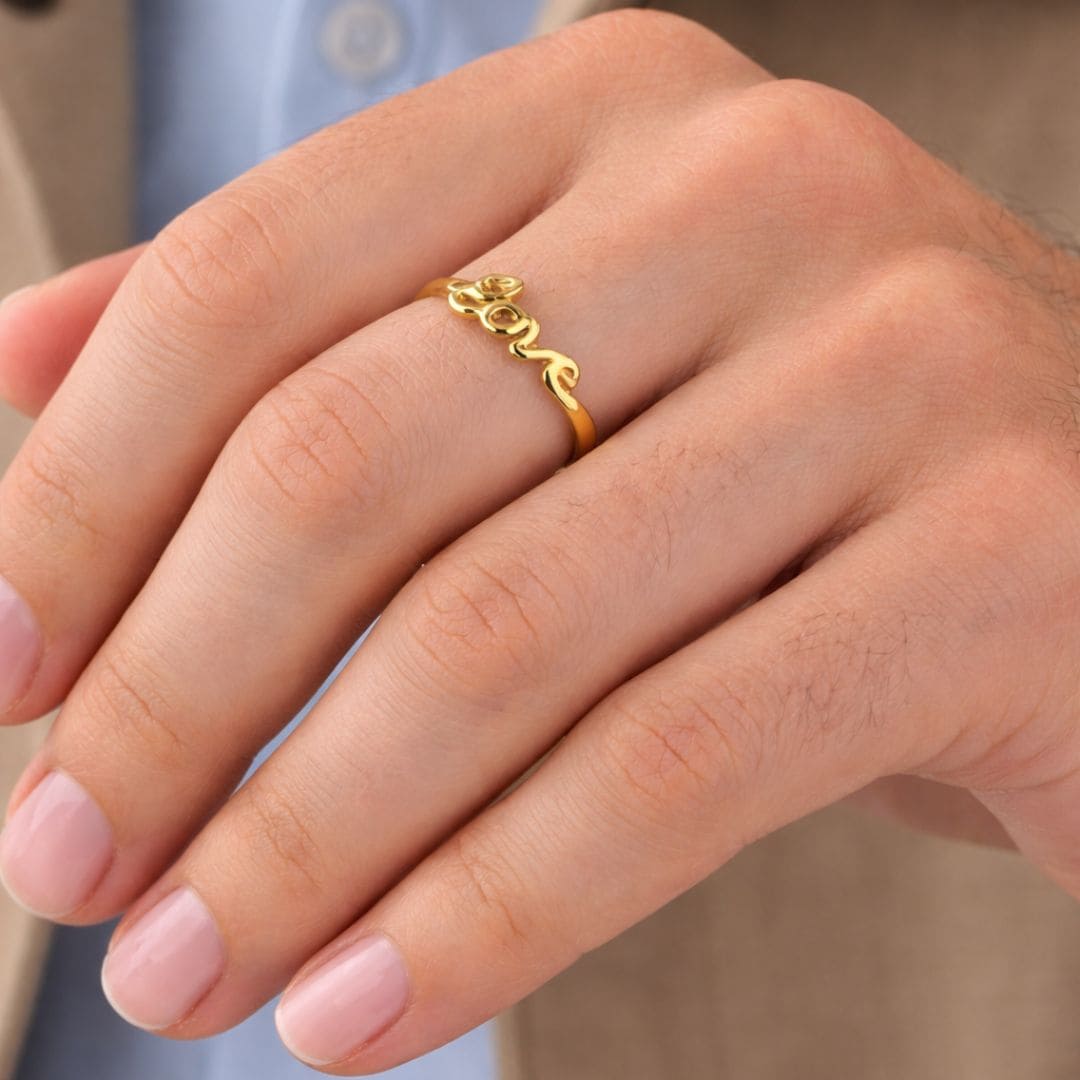 Hezel minimalist gold ring with elegant design worn on hand for everyday styling