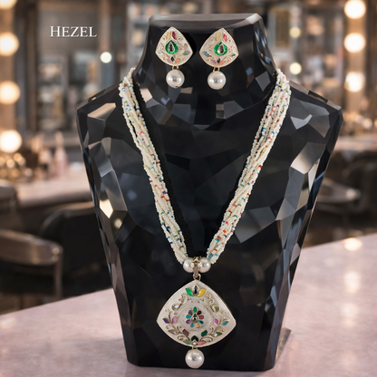 Regal Pearl Meenakari Statement Necklace Set