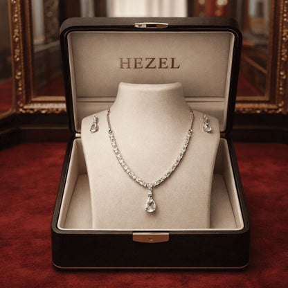 Elegant Crystal Drop Necklace Set