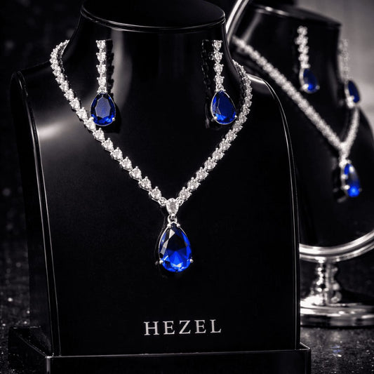 Royal Blue Crystal Necklace & Earrings Set