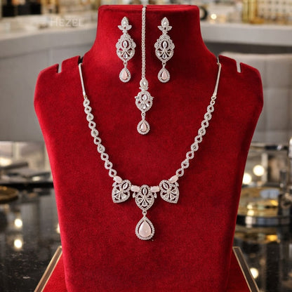 Classic Silver Tear-Drop Necklace Set