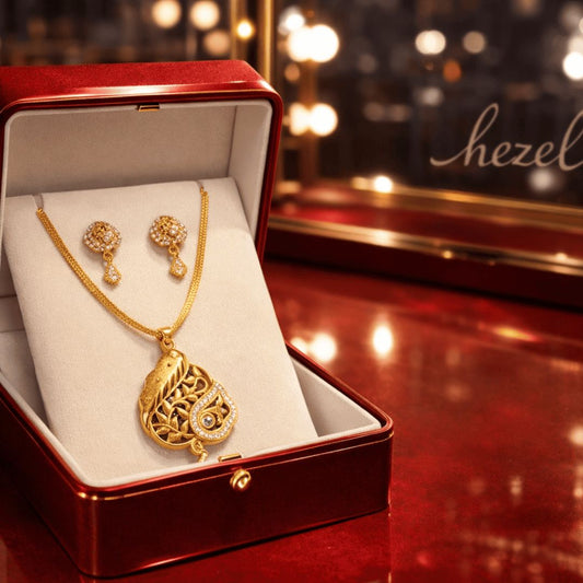 Traditional Gold-Tone Pendant Necklace Set