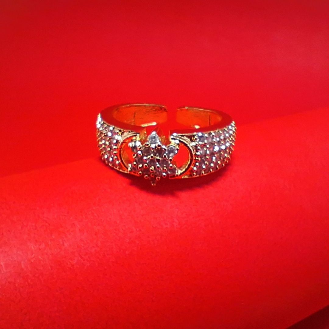 Gold-Tone Kundan Floral Ring