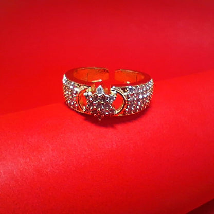 Gold-Tone Kundan Floral Ring