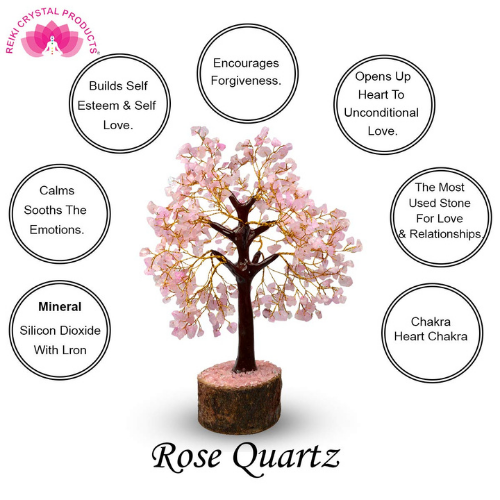 Crystal Products Certified Rose Quartz Tree For Positive Aura