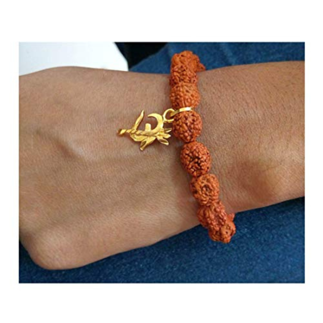 Om Trishul Charm Rudraksha Bracelet