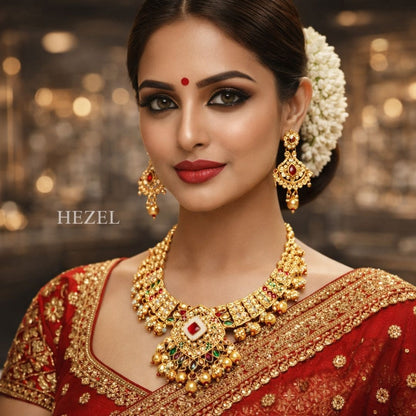 Royal Temple-Inspired Kundan Necklace Set