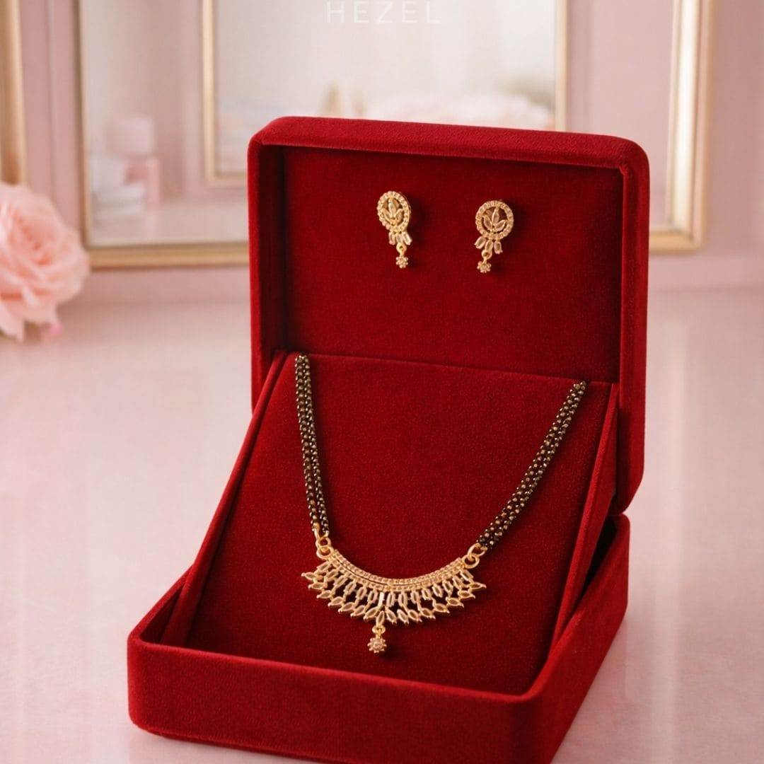 Elegant Curved Gold-Tone Mangalsutra Set