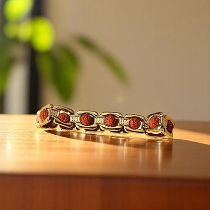 Handcrafted Gold Plated 5 Mukhi Rudraksha Bracelet