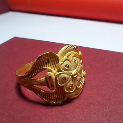 Traditional Gold-Tone Peacock Motif Statement Ring