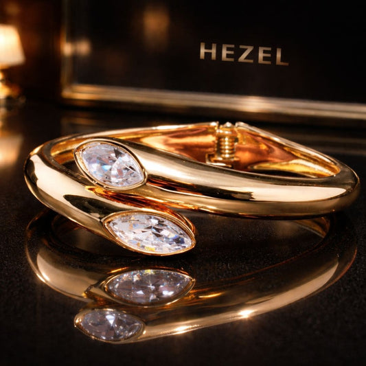 Twin-Stone Open Adjustable Bangle